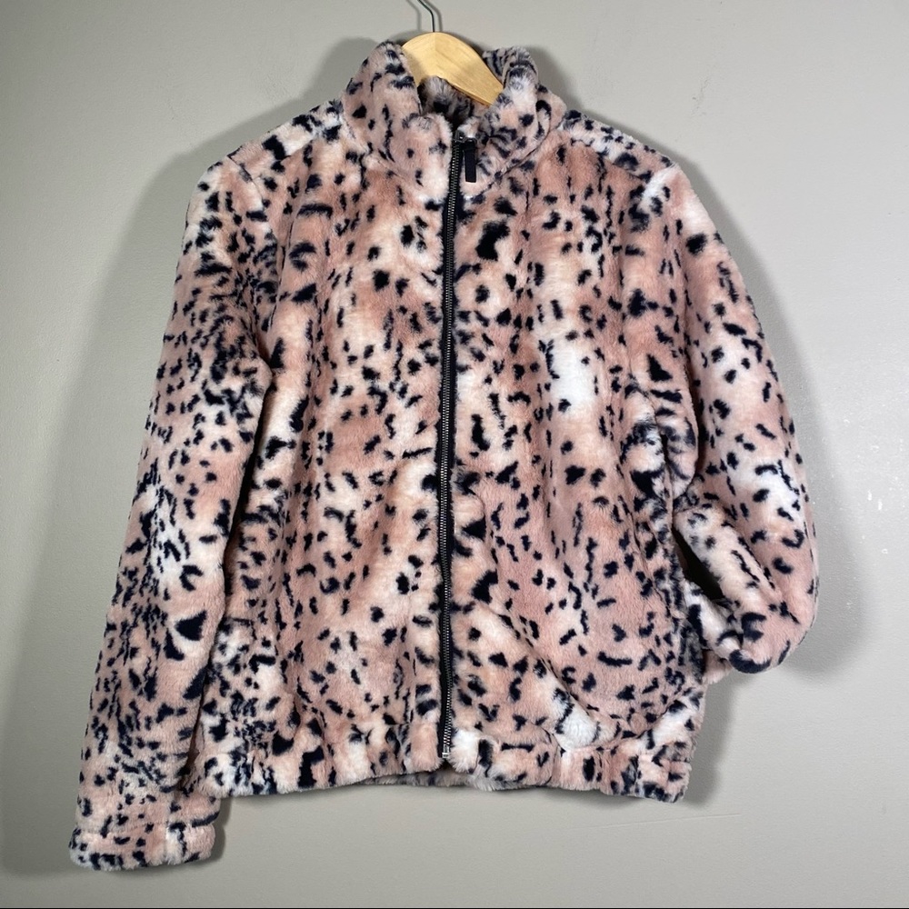 DYLAN Pink animals print lined faux fur jackets size XS NWT